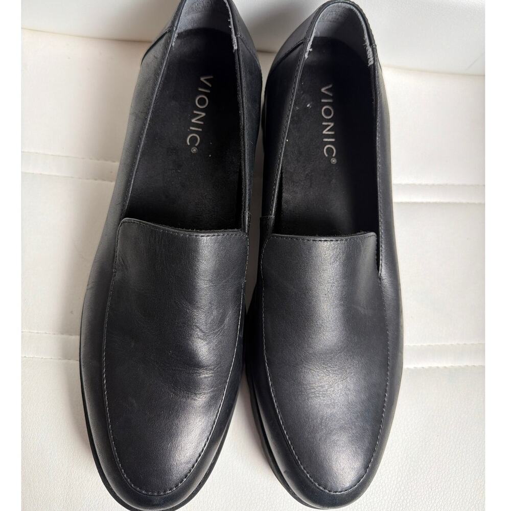 Vionic Kensley Black Leather Lug Sole Penny Loafers Orthotic Comfort 8W Comfort - Picture 5 of 7